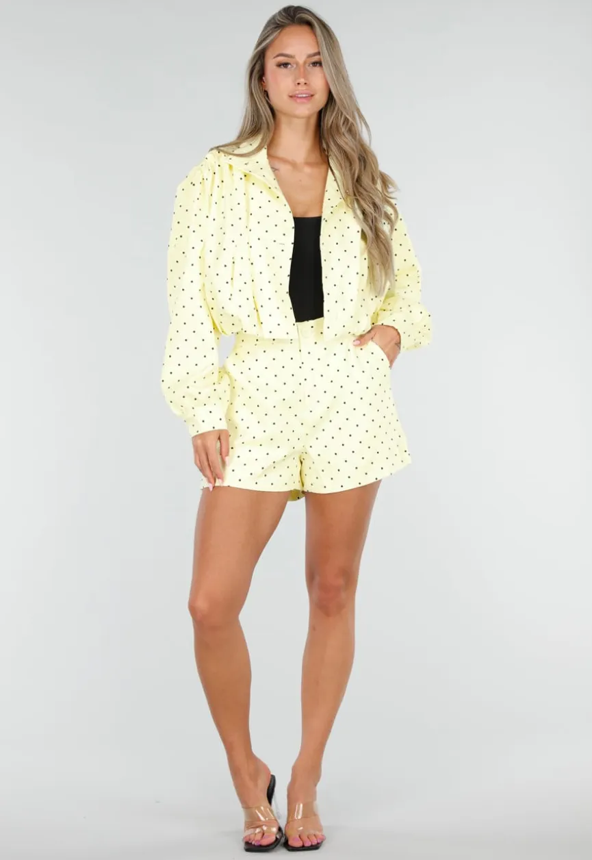 Pastelgele Polkadot Two Piece Set met Jack en Short