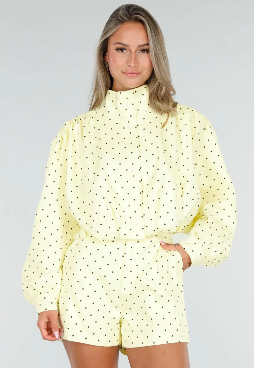 Pastelgele Polkadot Two Piece Set met Jack en Short