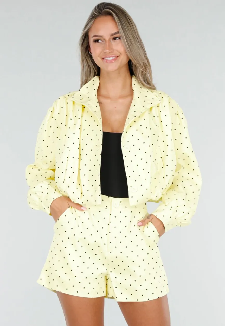 Pastelgele Polkadot Two Piece Set met Jack en Short