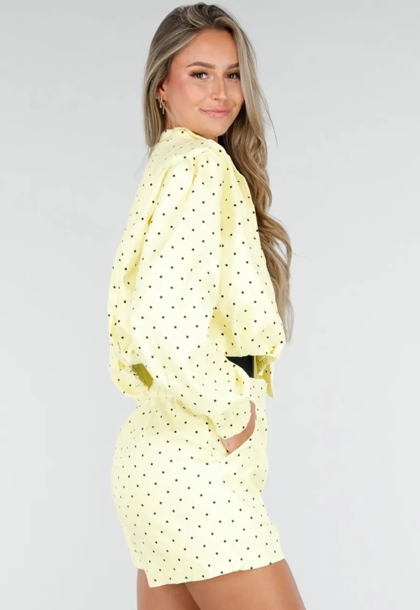 Pastelgele Polkadot Two Piece Set met Jack en Short