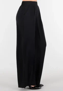 Petite High Waist Zwarte Linnen Look Broek met Tailleband