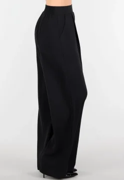 Petite High Waist Zwarte Linnen Look Broek met Tailleband