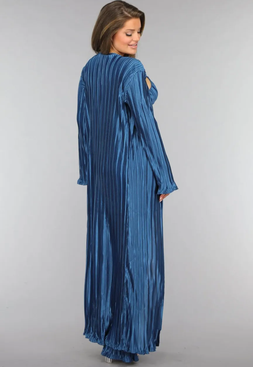 Petrol Plissé 3 Piece met Lang Vest