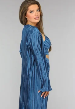 Petrol Plissé 3 Piece met Lang Vest