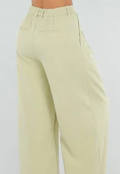 Pistachegroene Wide Leg Broek met Plooien