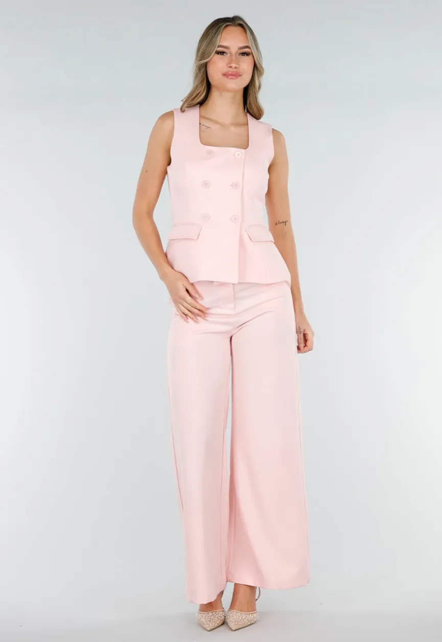 Poederroze Mouwloze Blazer Top