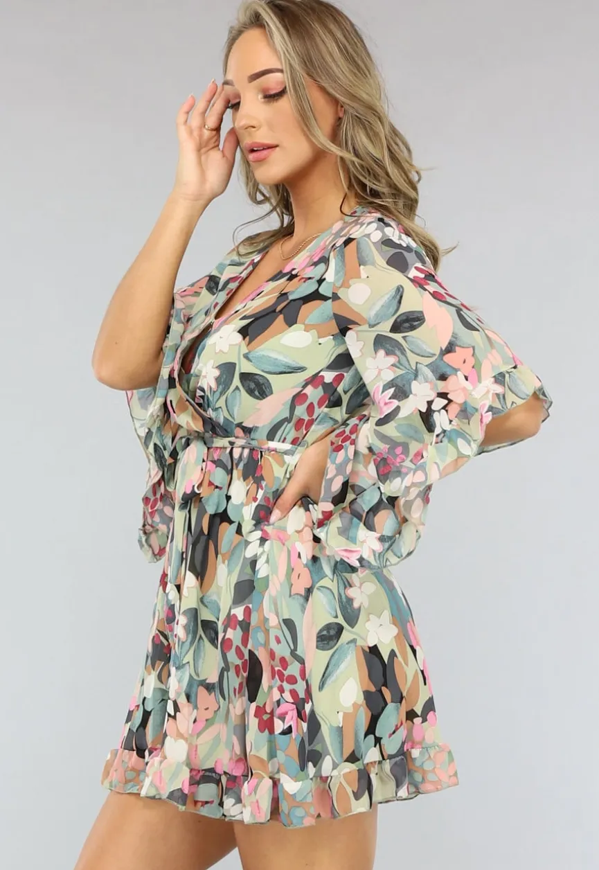 Print Skater Jurk met Flair Mouwen en Tailleband