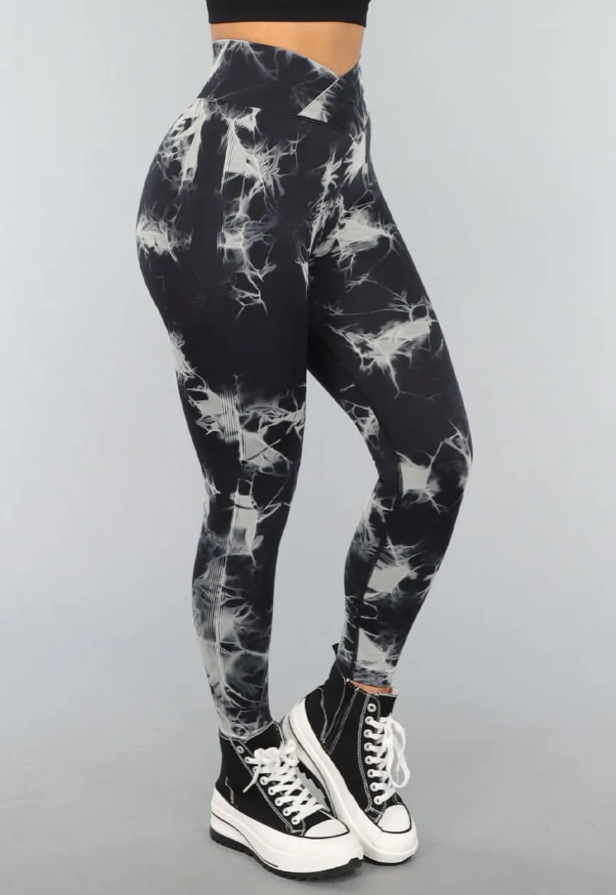 Print Stretch Overslag Legging met Tie Dye