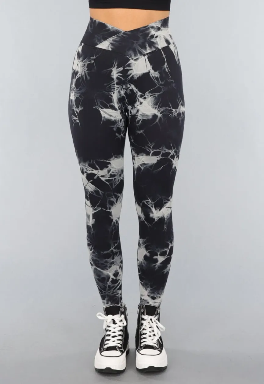 Print Stretch Overslag Legging met Tie Dye