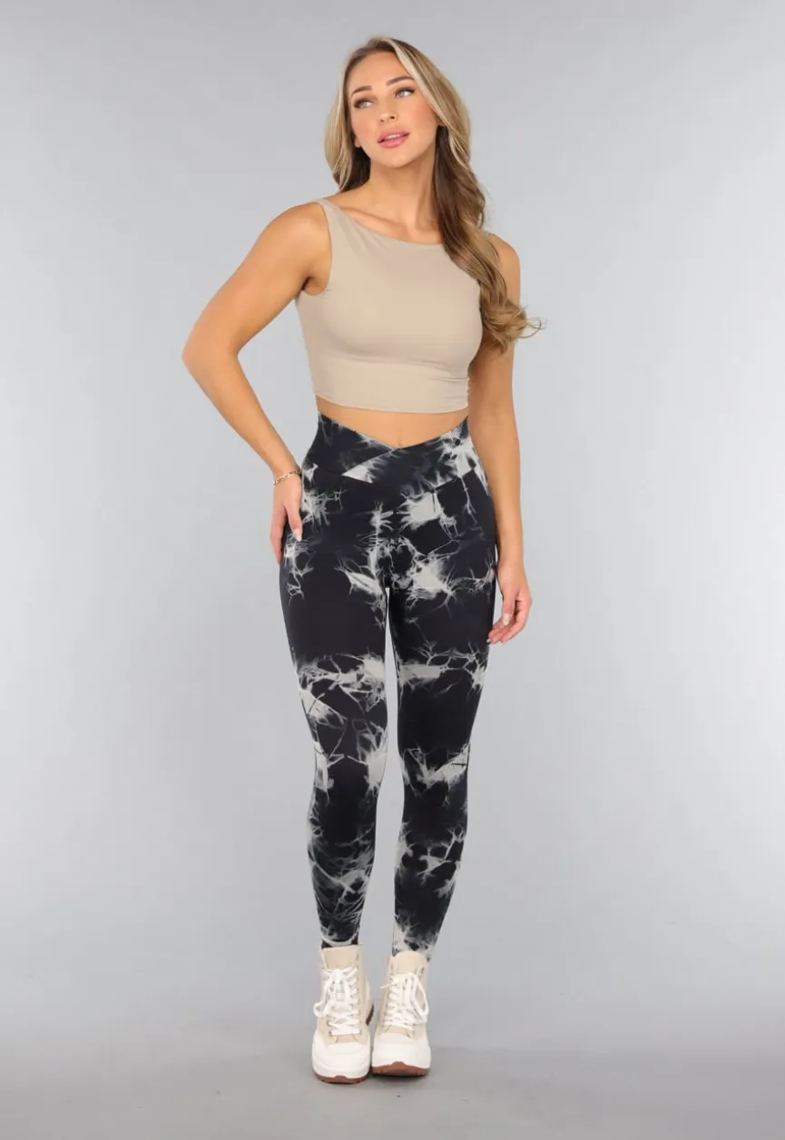 Print Stretch Overslag Legging met Tie Dye