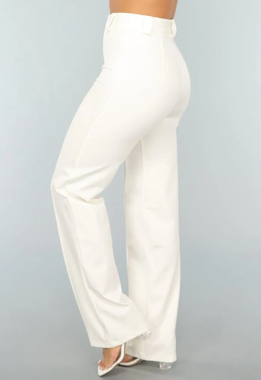 Rechte Aansluitende Offwhite Pantalon met Stretch
