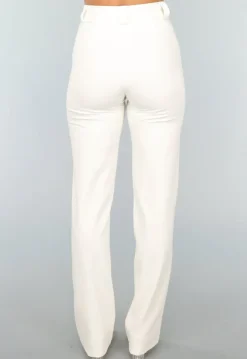 Rechte Aansluitende Offwhite Pantalon met Stretch