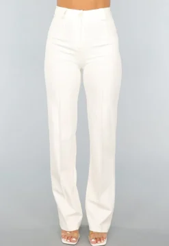 Rechte Aansluitende Offwhite Pantalon met Stretch