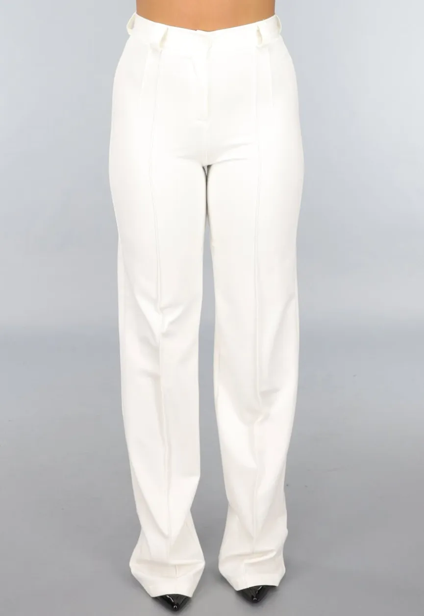 Rechte Cremekleurige Pantalon met Stretch in Tall Model