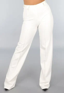 Rechte Cremekleurige Pantalon met Stretch in Tall Model