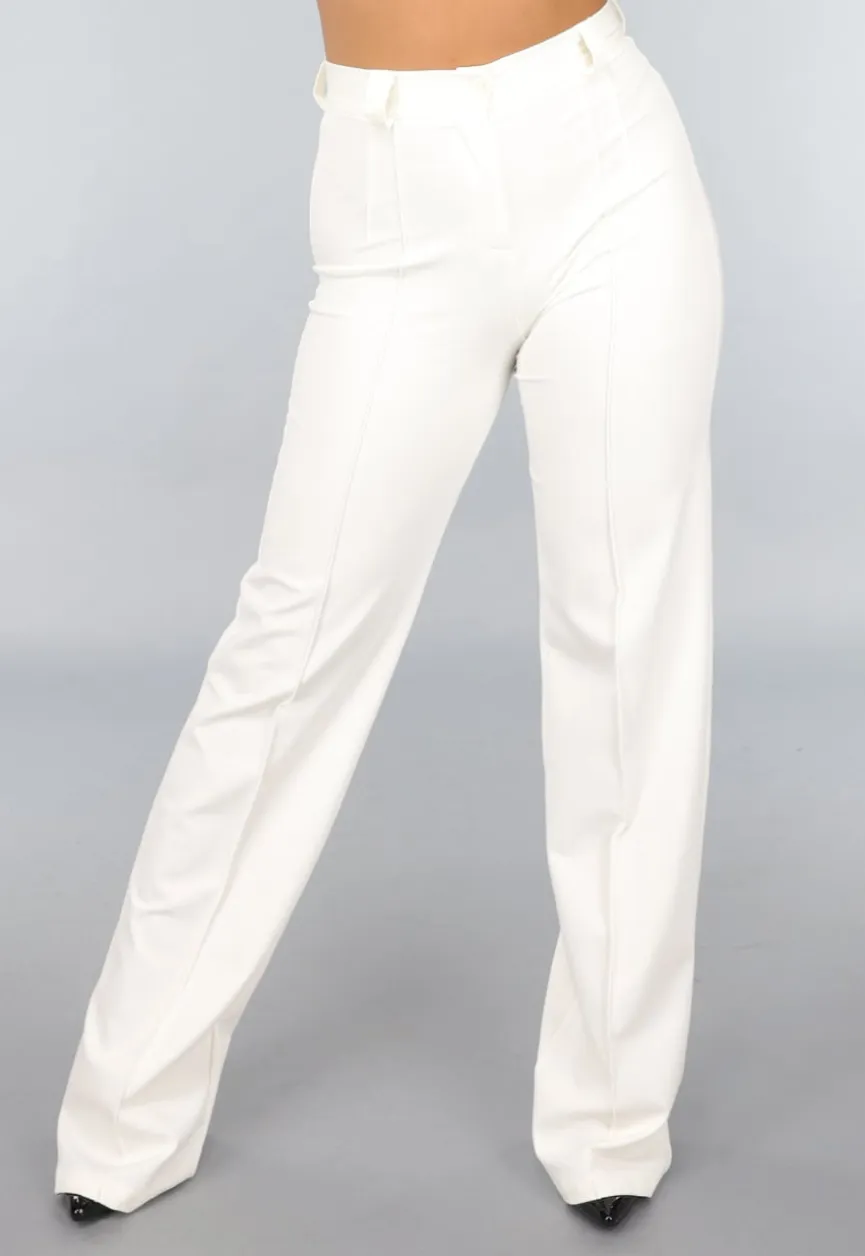 Rechte Cremekleurige Pantalon met Stretch in Tall Model