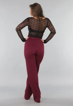 Rechte Tall Stretch Pantalon in Burgundy