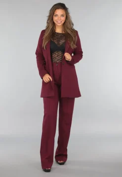 Rechte Tall Stretch Pantalon in Burgundy