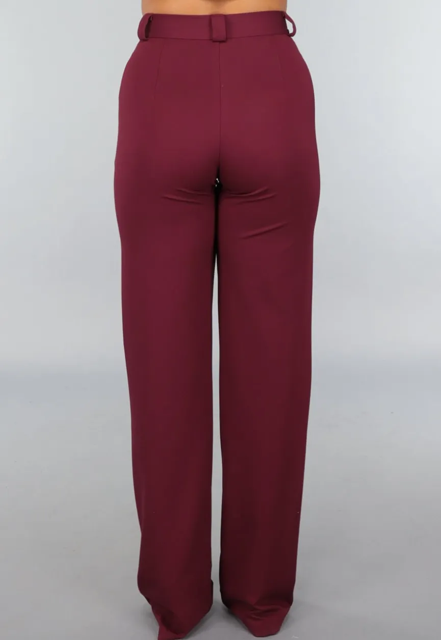 Rechte Tall Stretch Pantalon in Burgundy