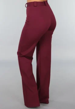 Rechte Tall Stretch Pantalon in Burgundy