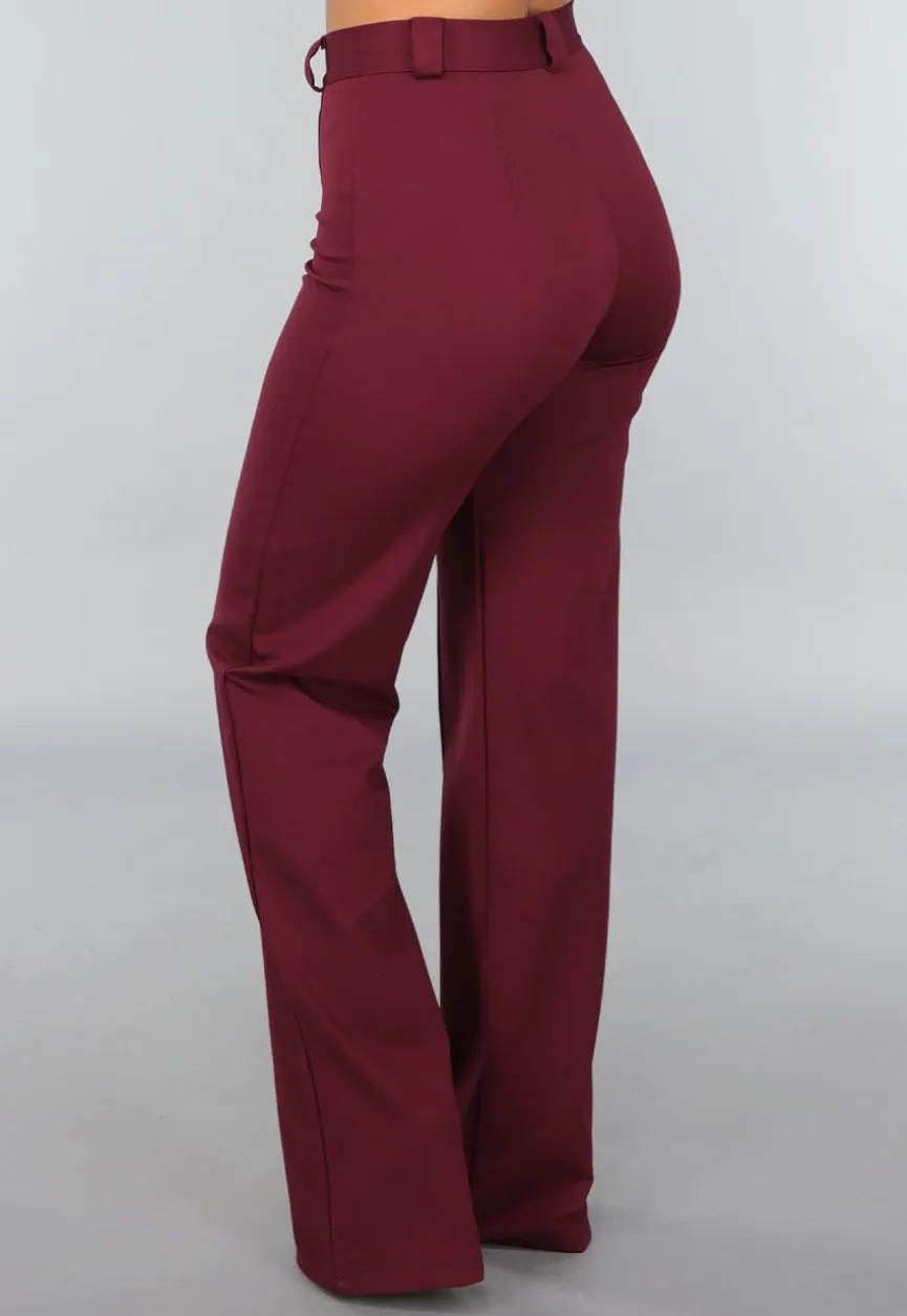 Rechte Tall Stretch Pantalon in Burgundy