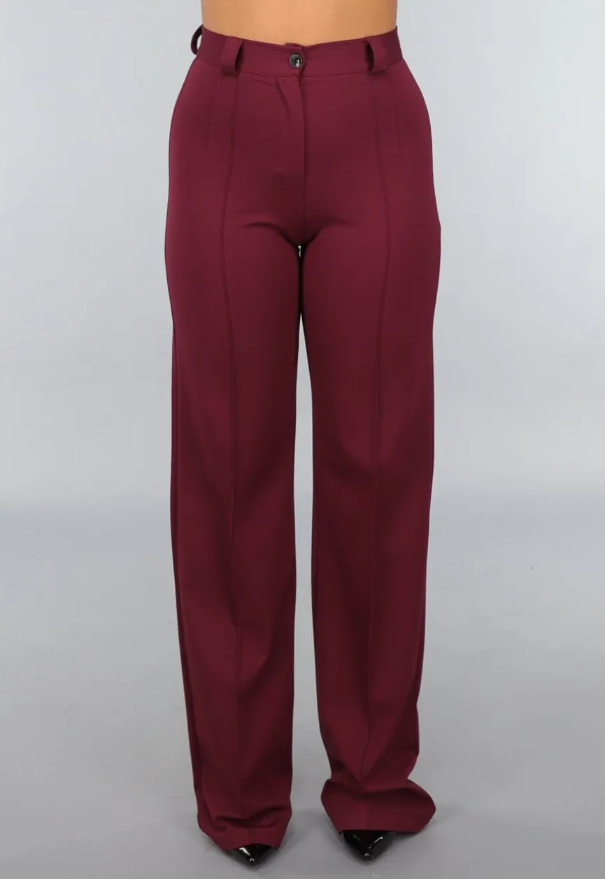 Rechte Tall Stretch Pantalon in Burgundy