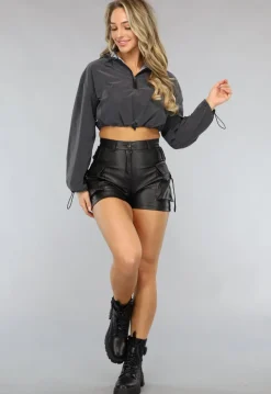 Reflecterend Cropped Windjack met Capuchon