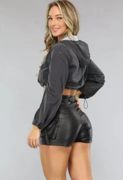 Reflecterend Cropped Windjack met Capuchon