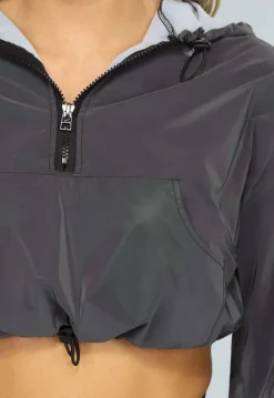 Reflecterend Cropped Windjack met Capuchon