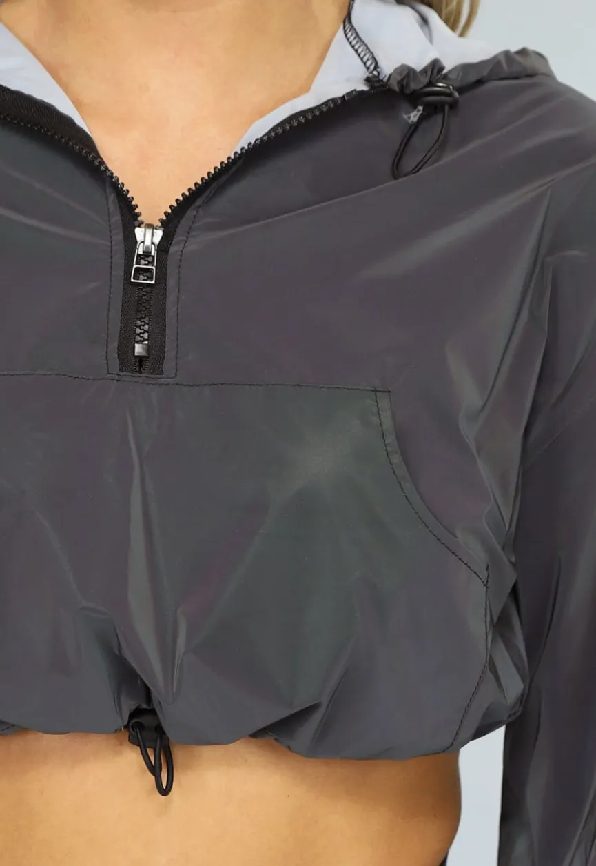 Reflecterend Cropped Windjack met Capuchon