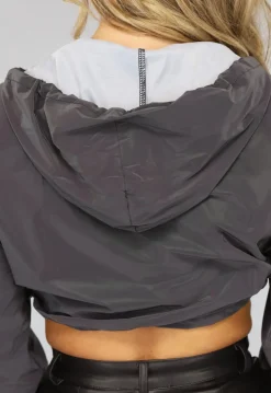 Reflecterend Cropped Windjack met Capuchon