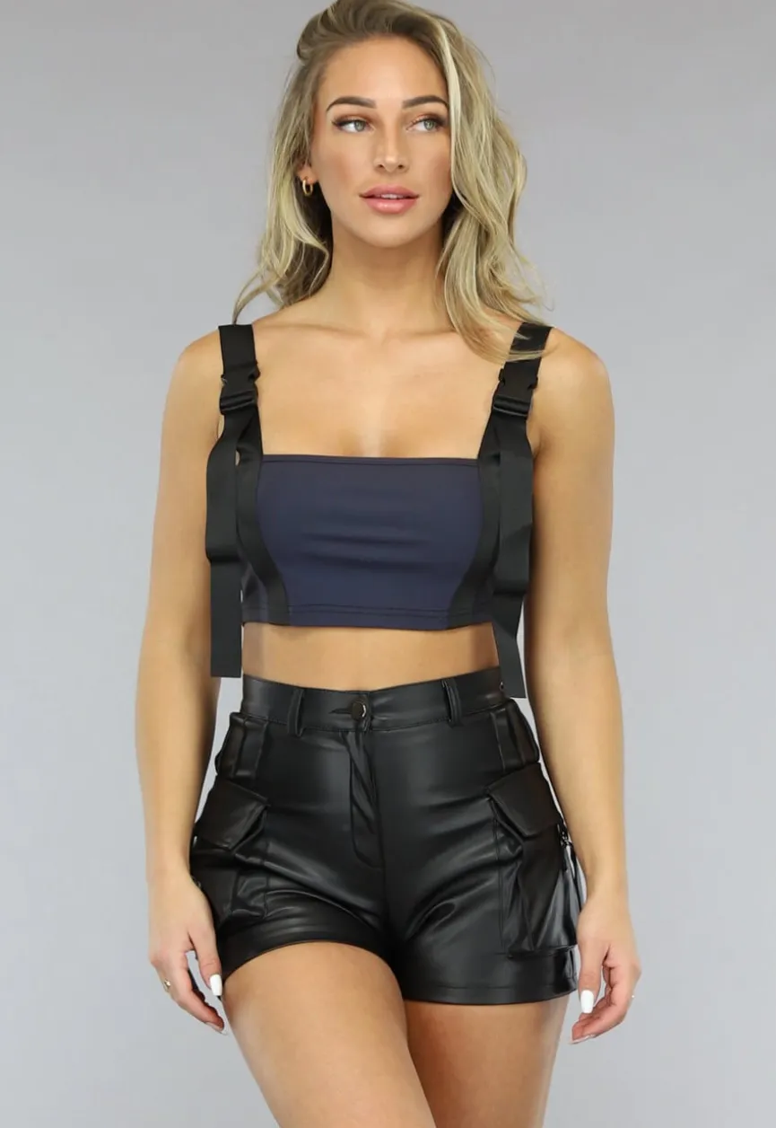 Reflecterende Bandeau Top met Gesp Details