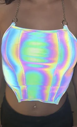 Reflecterende Halter Top met Ketting