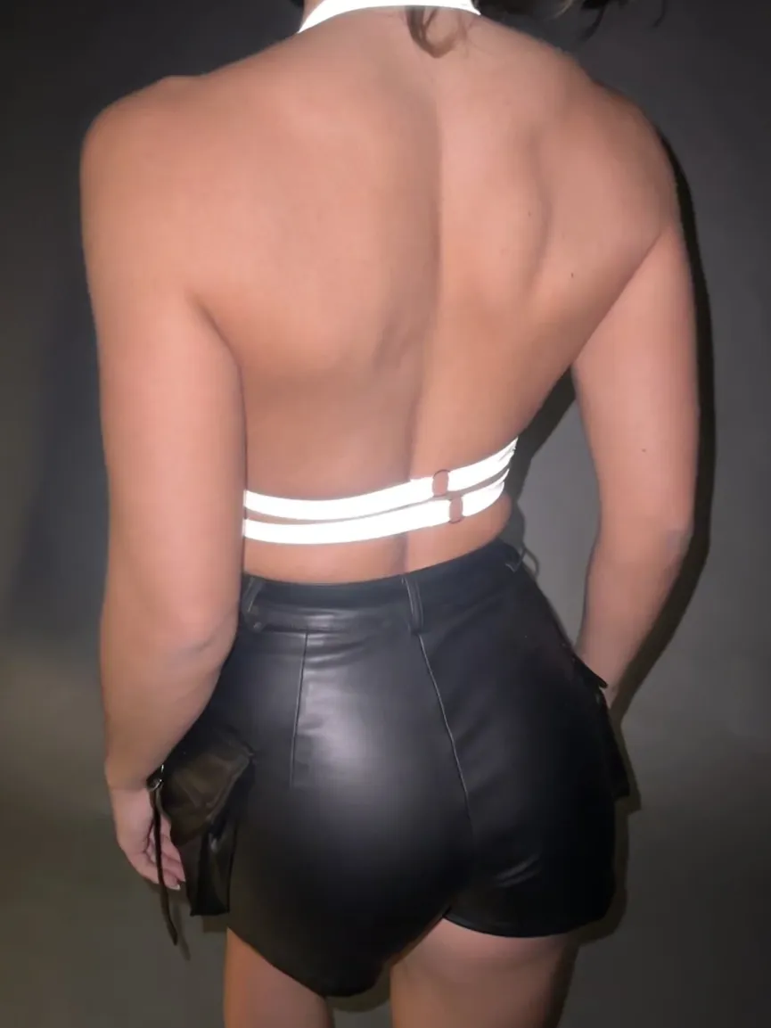 Reflecterende Halter Top met Ring Detail