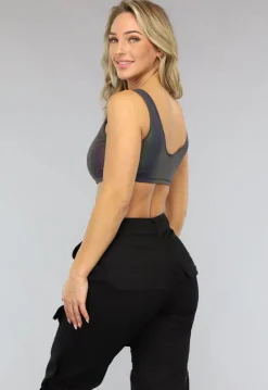 Reflecterende Korte Top met Padding