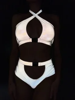 Reflecterende Two Piece met Cut Outs en Voorgevormde Cups