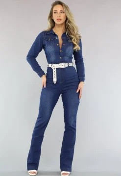 Retro Donkere Denim Jumpsuit