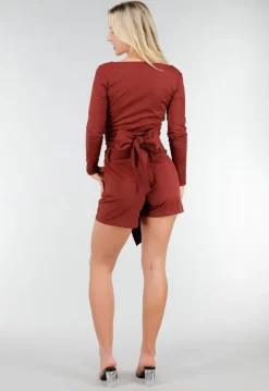 Rode Asymmetrische Skort met Stretch en Suède Look