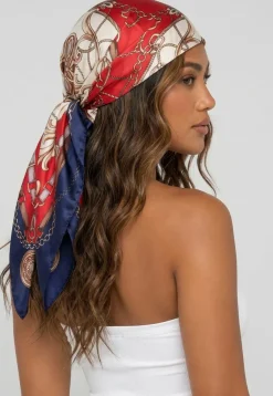 Rode Bandana met Barokprint en Blauw Accent