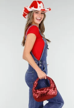 Rode Cowboyhoed met Koeienprint van Faux Fur