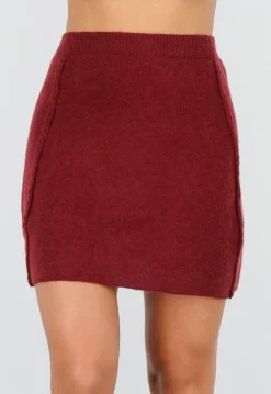 Rode Gebreide 2-Piece Set met Vest en Rok