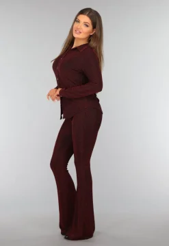 Rode Glitter Blouse met Zigzag Patroon