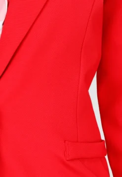 Rode Half Lange Blazer met Stretch