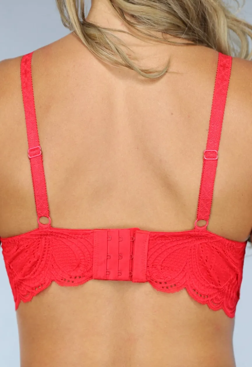 Rode Kanten Crop Top met Padding