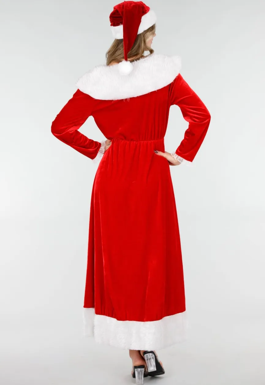 Rode Kerst Maxi Jurk met Riem en Kerstmuts