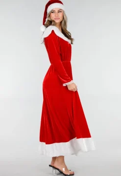 Rode Kerst Maxi Jurk met Riem en Kerstmuts