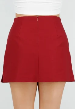 Rode Korte Skort met Stretch en Binnenbroekje