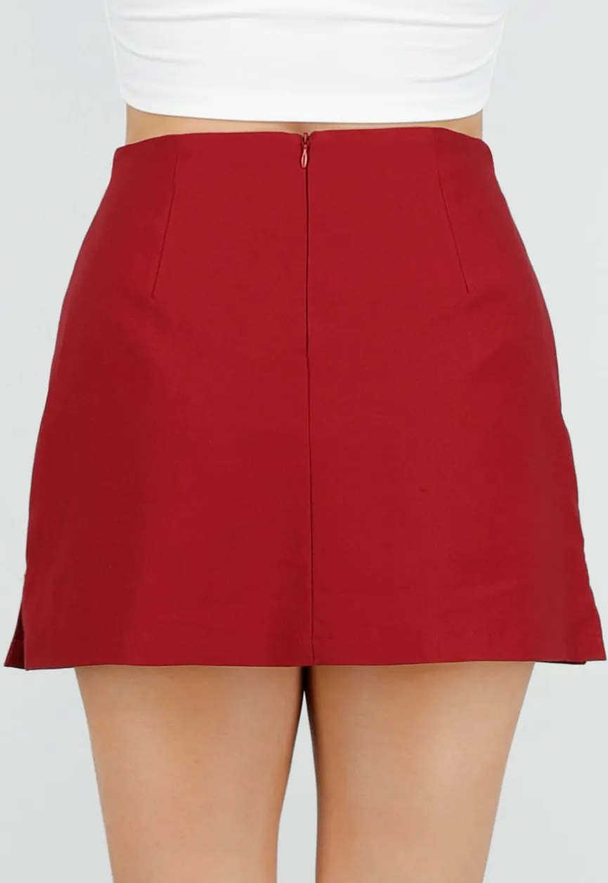 Rode Korte Skort met Stretch en Binnenbroekje