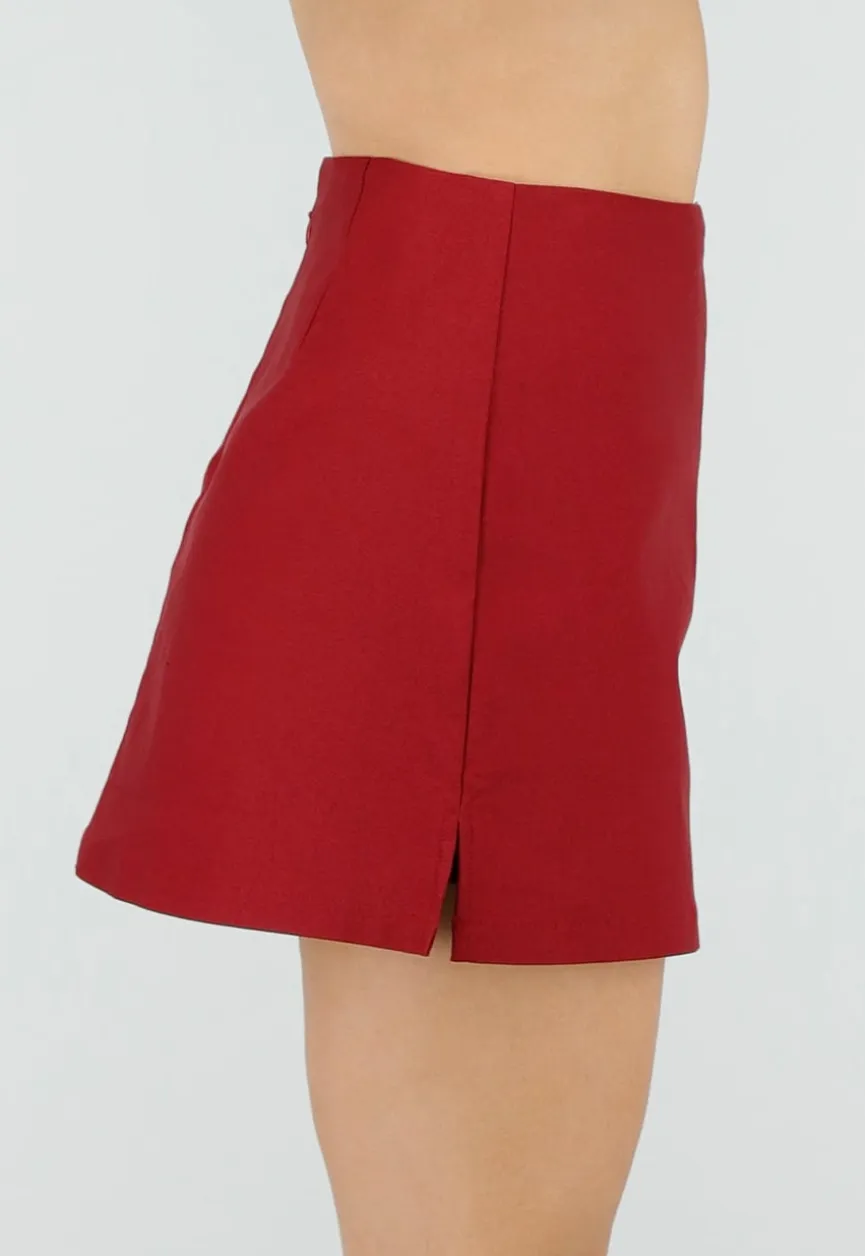 Rode Korte Skort met Stretch en Binnenbroekje