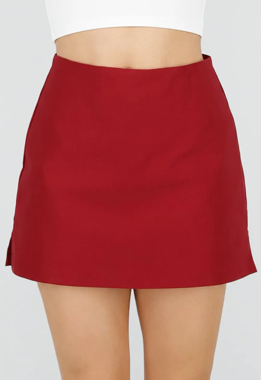 Rode Korte Skort met Stretch en Binnenbroekje